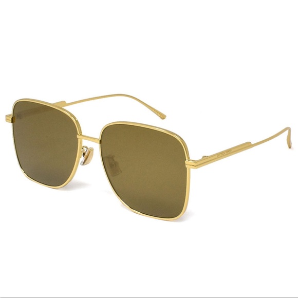 BOTTEGA VENETA Gold Mirrored Square Frame Sunglasses BV0305SA